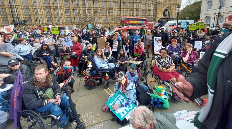 disability benefits cuts protest